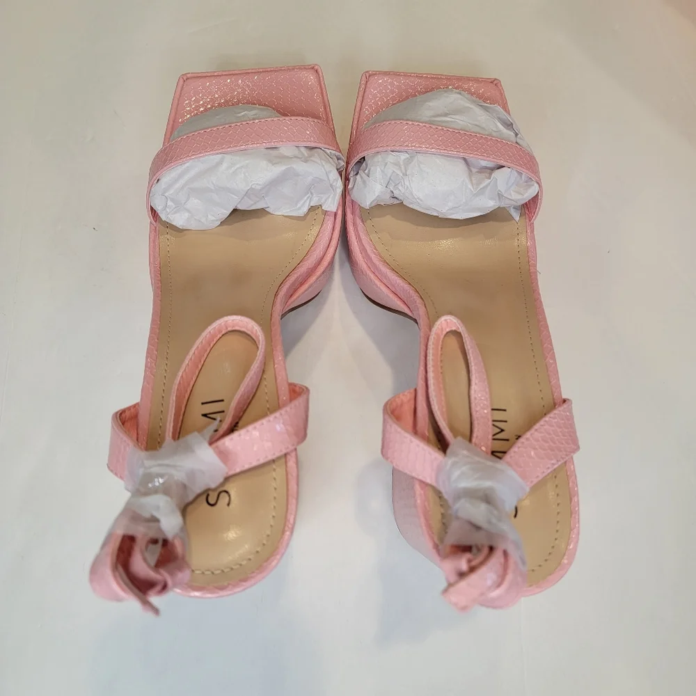 Simmi London Platform Square Toe Heeled Sandal Size 10 Wide Fit New! Pink